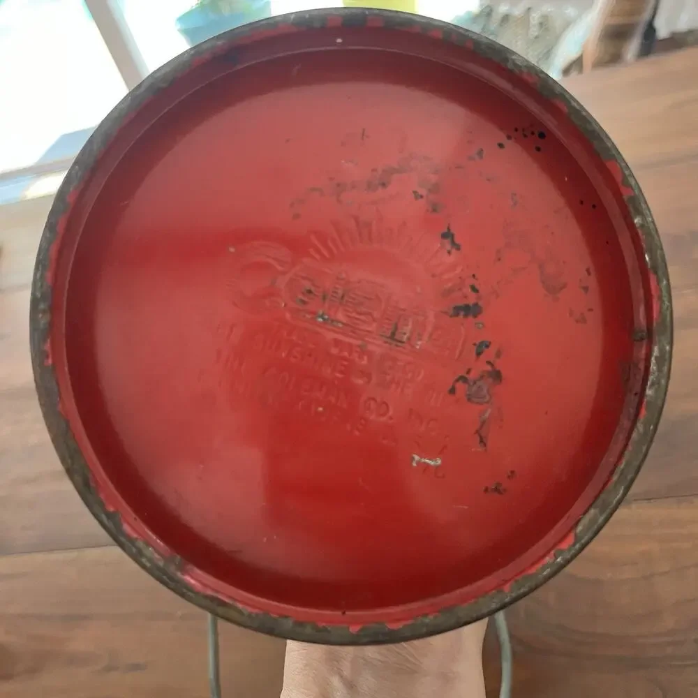 Vintage Coleman Red Gas Single Mantle Camping Lantern